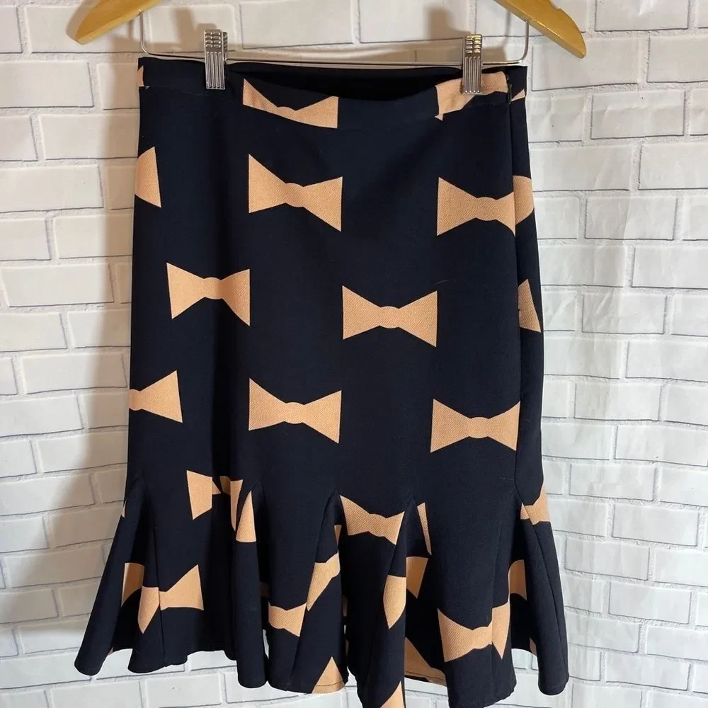 Anthropologie  Eva Franco Bow Tie‎ Print Skirt Sz 2